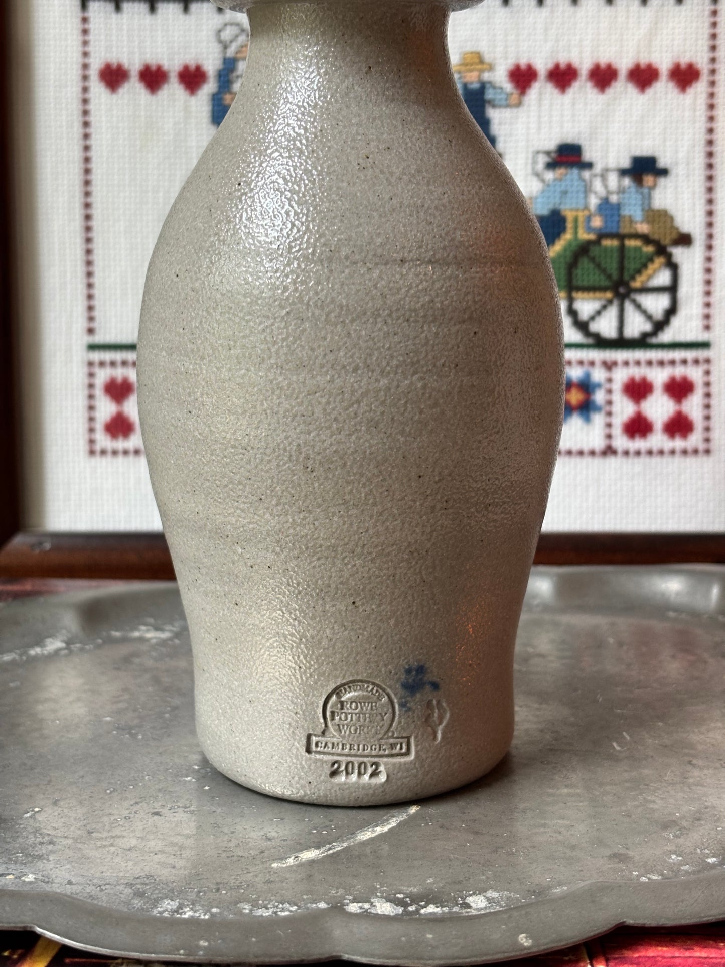 Vintage Rowe Pottery Salt Glazed Heart Soap Dispenser