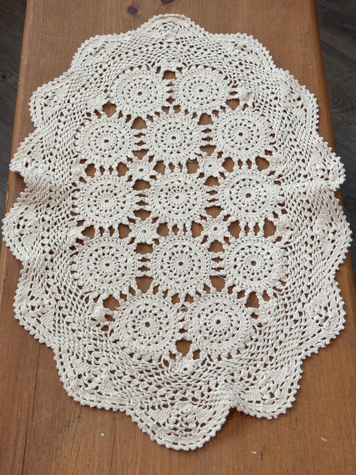 Set of 2 Vintage Oval Crochet Doilies